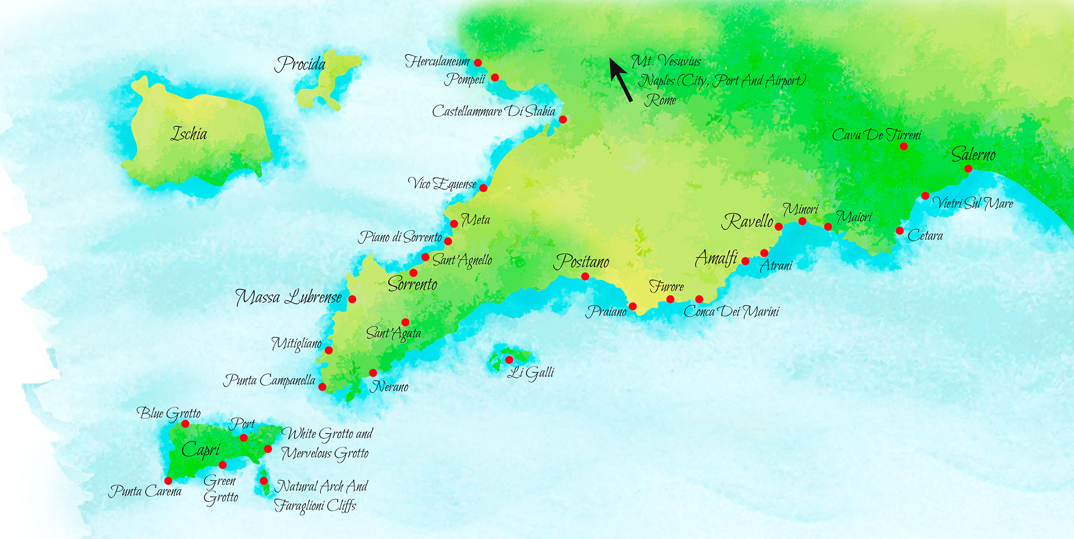Map of the Sorrento peninsula
